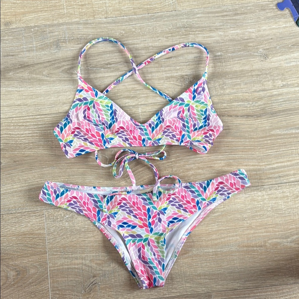 Colorful Leaf Print Bikini